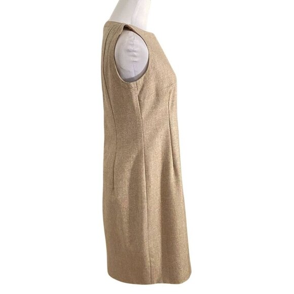 AKRIS PUNTO BROWN TAN 100% WOOL CHECK SLEEVELESS SHEATH MINI DRESS - 6 - Picture 2 of 10